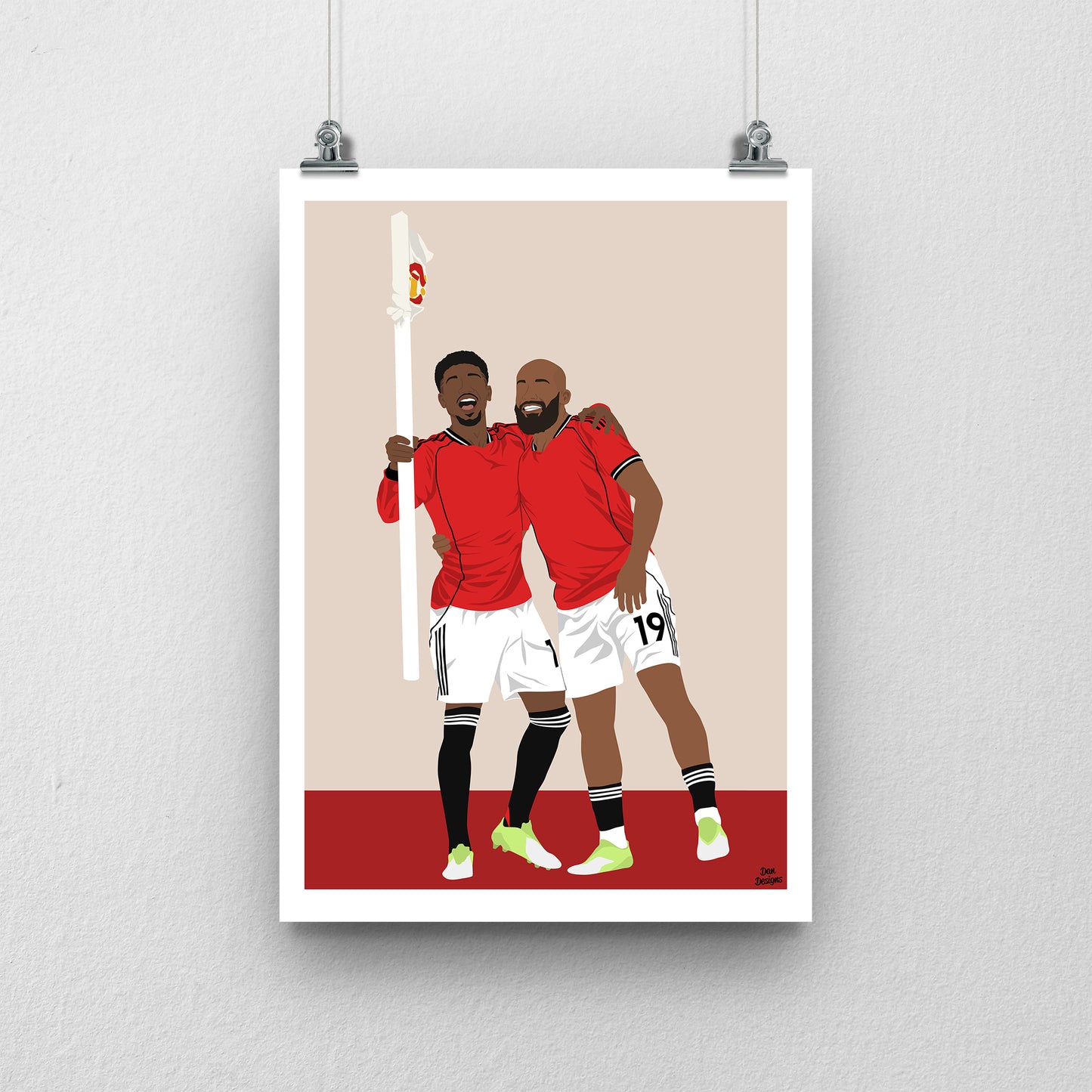 Amad Diallo & Bryan Mbeumo Print – Corner Flag Celebration Football Artwork