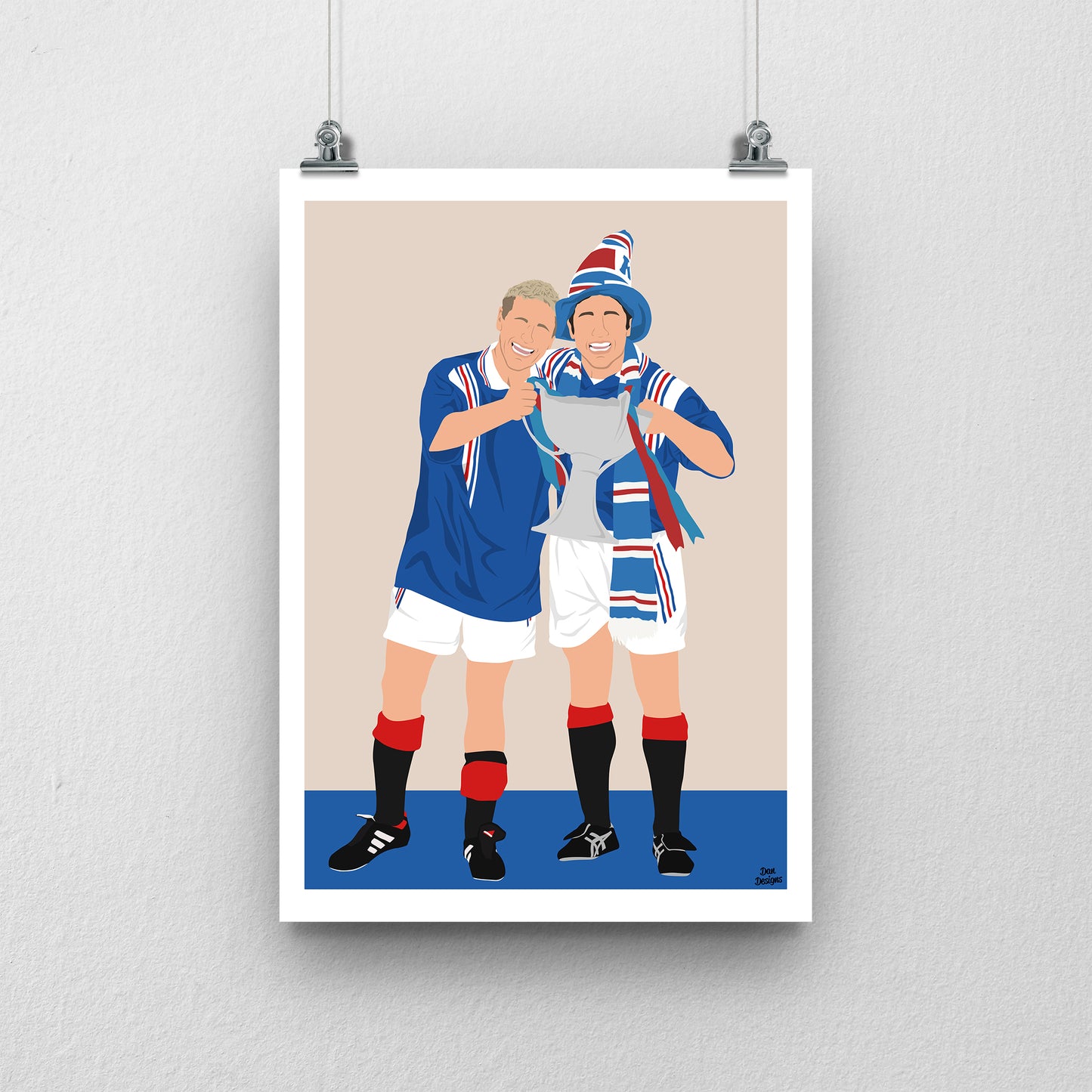 Ally McCoist & Paul Gascoigne Print – Rangers Trophy Celebration Artwork