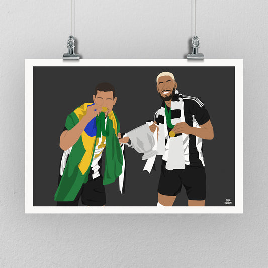 Joelinton & Bruno Guimarães Newcastle Print – League Cup Final Art