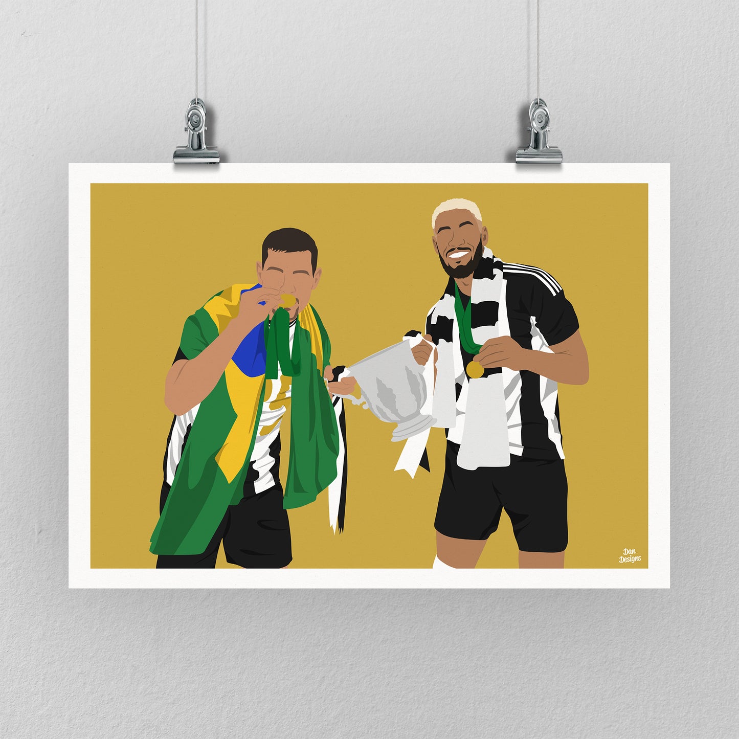 Joelinton & Bruno Guimarães Newcastle Print – League Cup Final Art