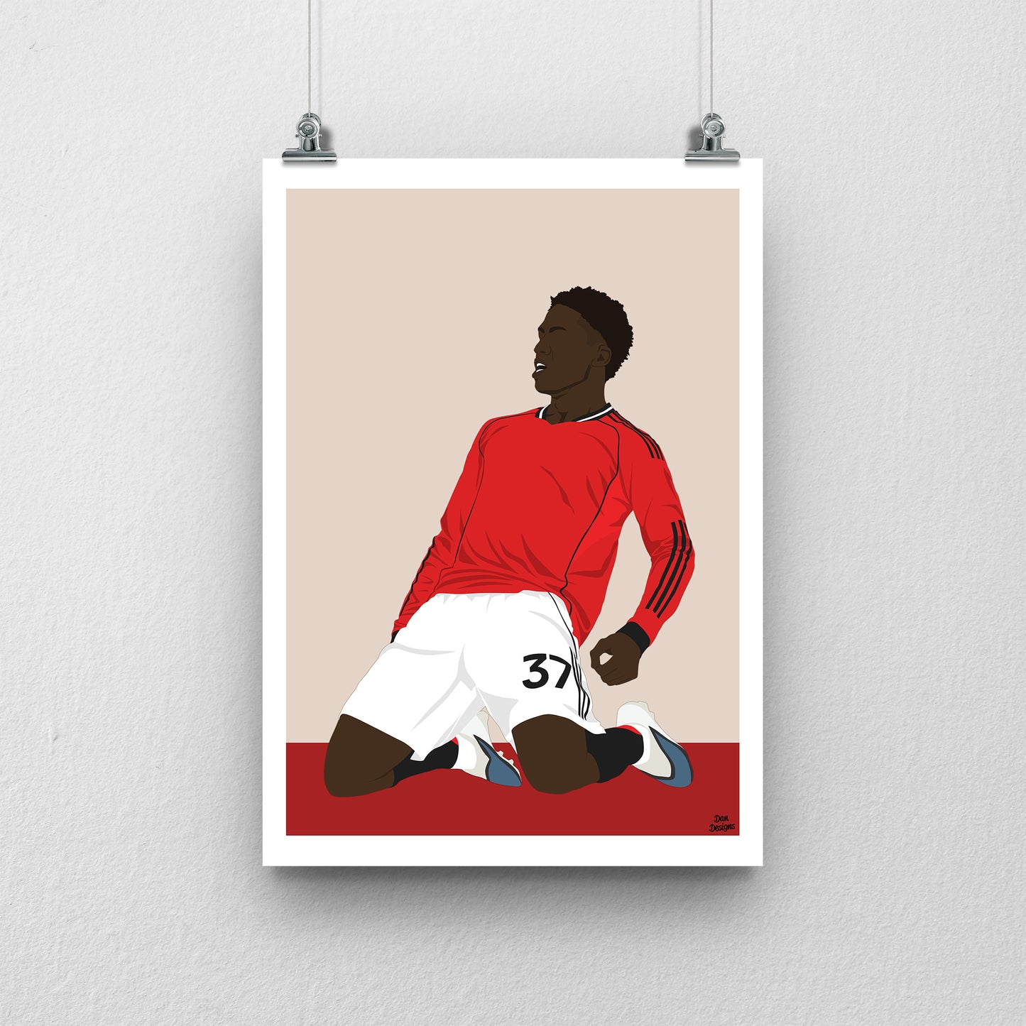 Kobbie Mainoo Manchester United Print – Goal Celebration Wall Art