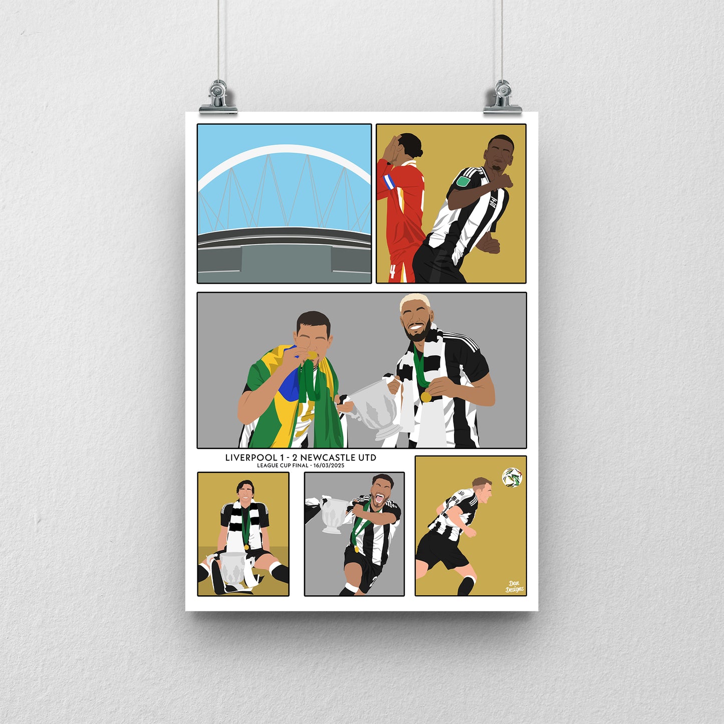 Newcastle United League Cup Final Print – Football Poster Artwork