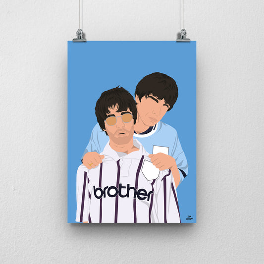 Oasis Man City Brothers Print – Music & Football Artwork