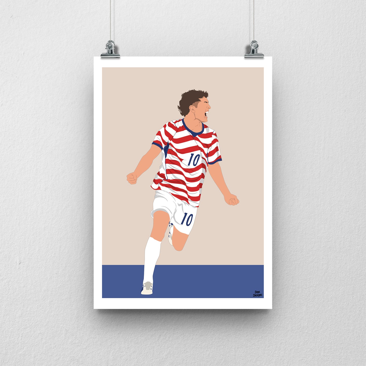 Christian Pulisic Print – USA World Cup 2026 Goal Celebration Artwork