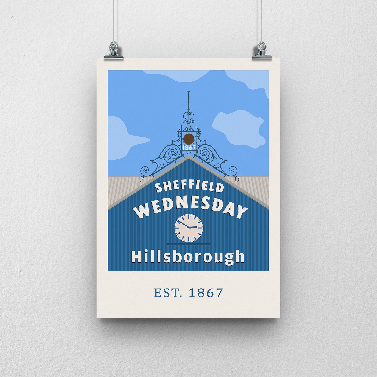 Hillsborough Clock Stadium Print – Sheffield Wednesday Football Artwork