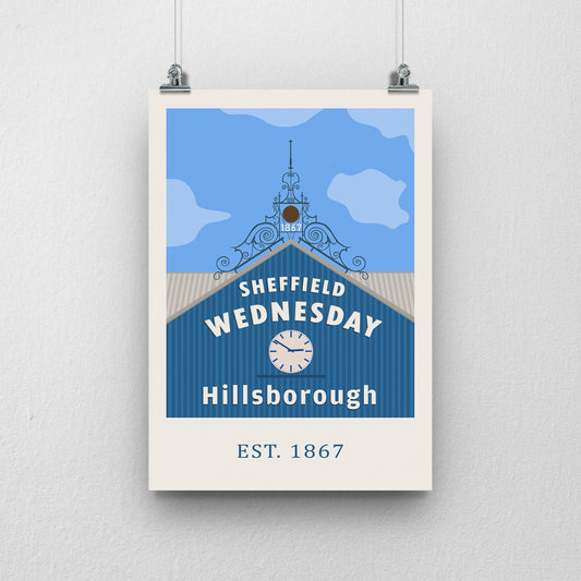 Hillsborough Clock Stadium Print – Sheffield Wednesday Football Artwork