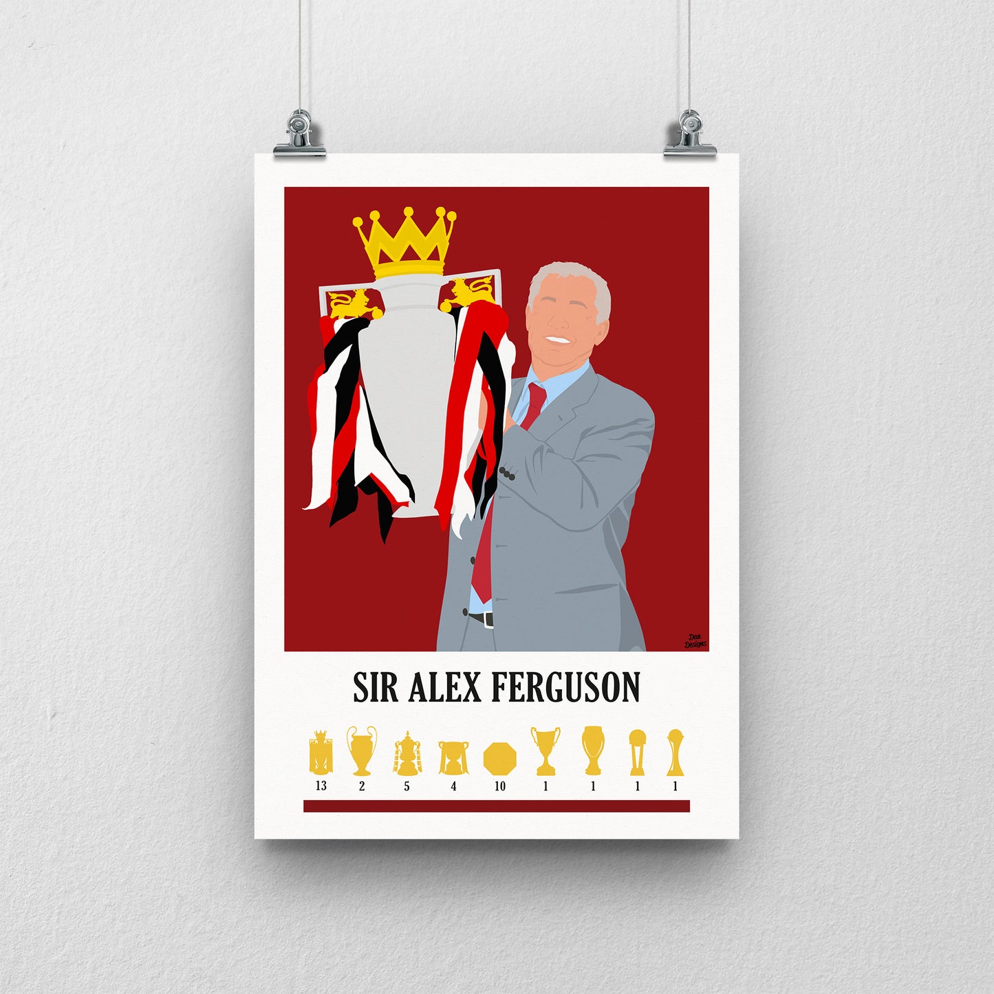 Sir Alex Ferguson Trophy Count Print