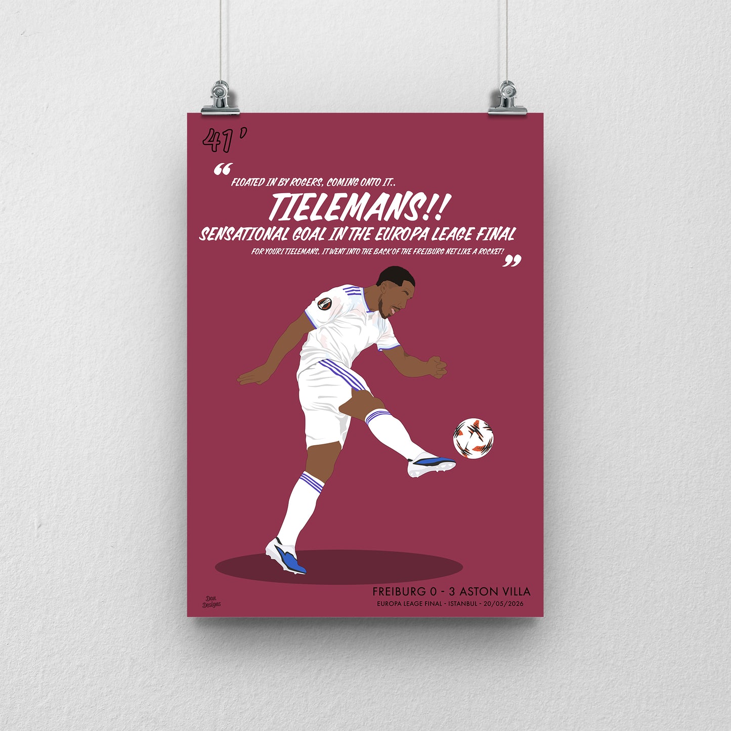 Youri Tielemans Print – Aston Villa Europa League Final Goal Artwork