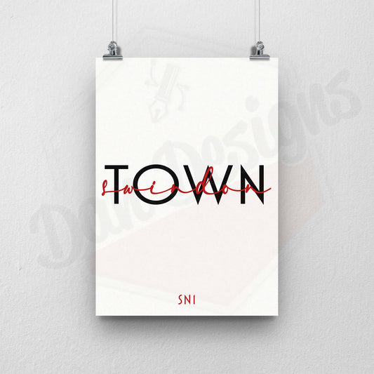 Swindon Town Text Print.