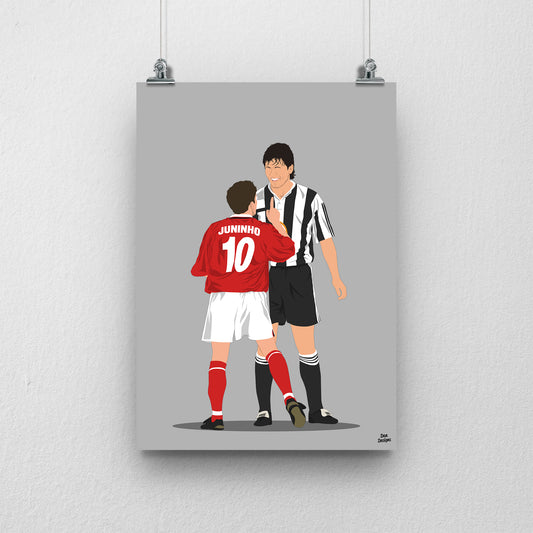 Philippe Albert & Juninho Print – Newcastle vs Middlesbrough
