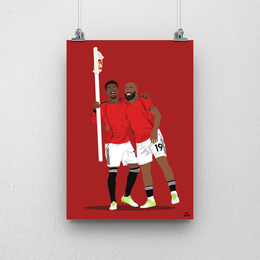 Amad Diallo & Bryan Mbeumo Print – Corner Flag Celebration Football Artwork