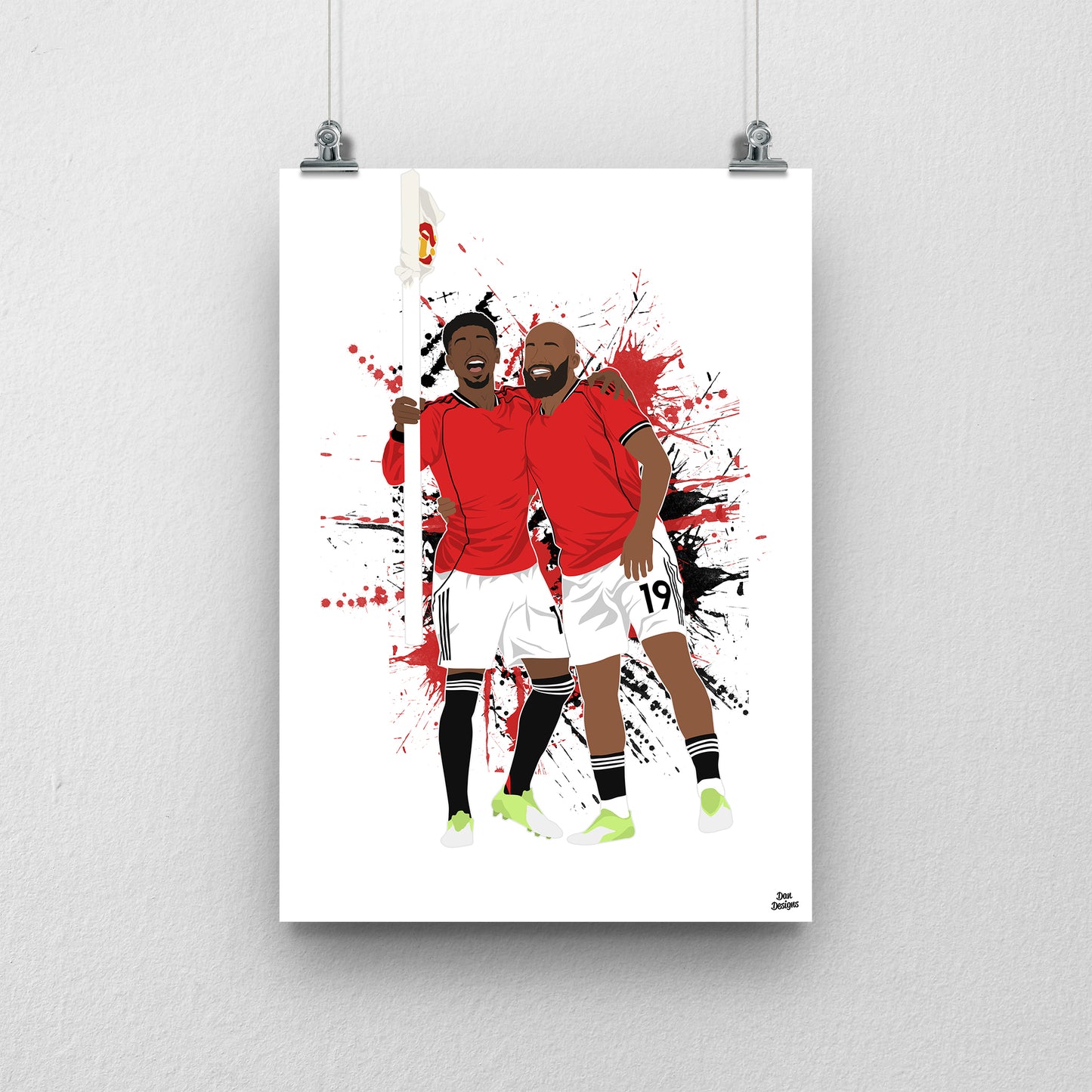 Amad Diallo & Bryan Mbeumo Print – Corner Flag Celebration Football Artwork