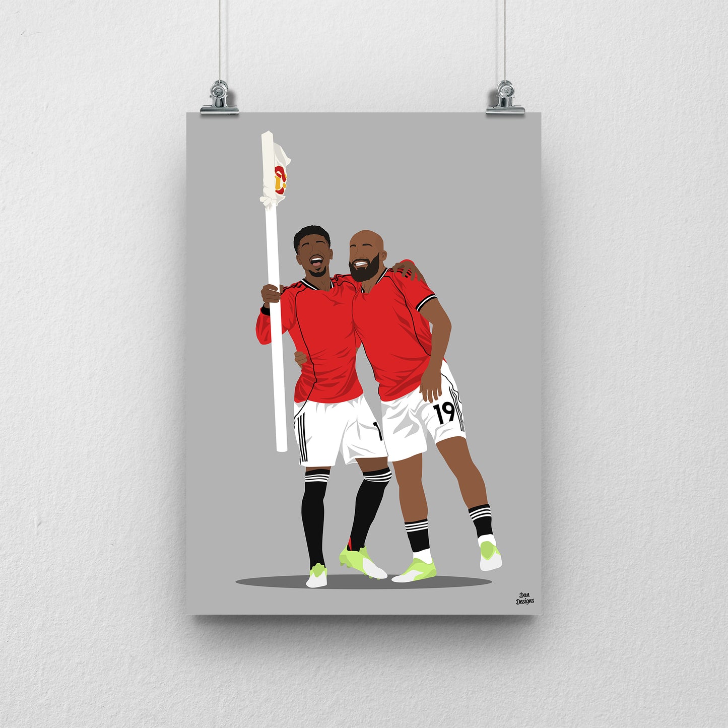Amad Diallo & Bryan Mbeumo Print – Corner Flag Celebration Football Artwork