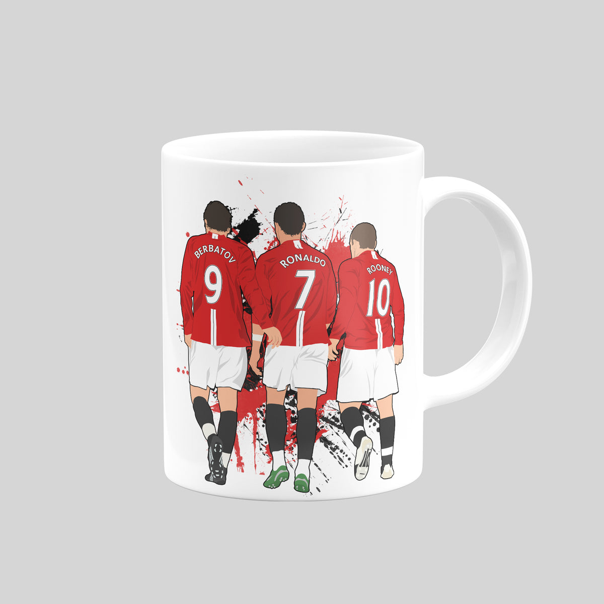Berbatov, Ronaldo & Rooney Manchester United mug – reverse design