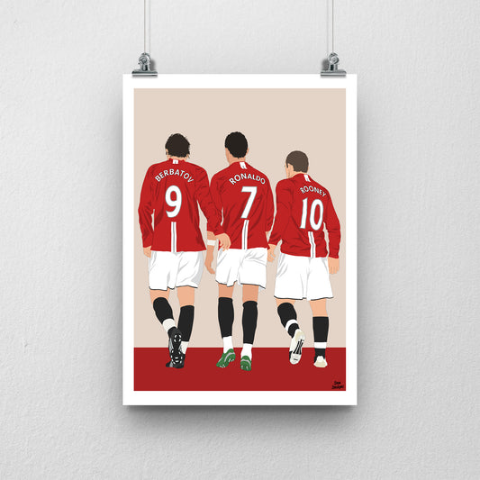 Berbatov, Ronaldo & Rooney Manchester United Print – Legendary Strike Partnership