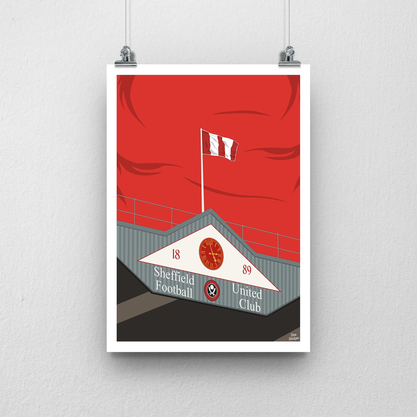 Bramall Lane Stadium Clock Print – Sheffield United Football Artwork