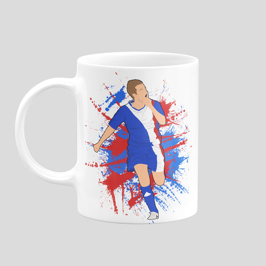Chris Lumsdon Carlisle United football artwork on a white ceramic mug