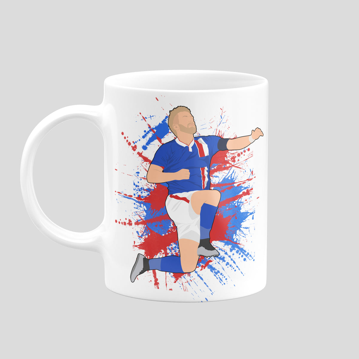 Danny Grainger Carlisle United football artwork on a white ceramic mug