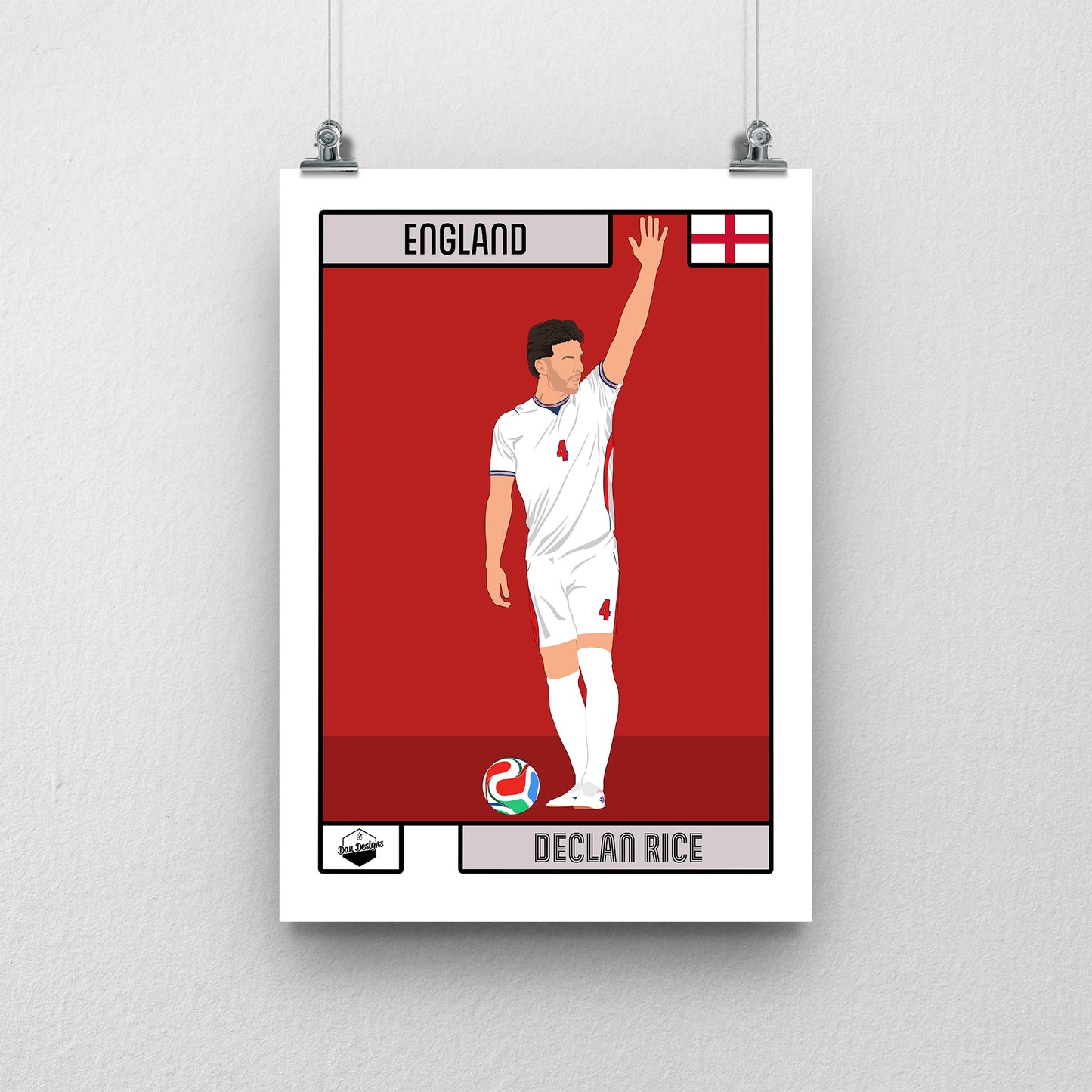 Declan Rice England Print – England World Cup 2026 Artwork