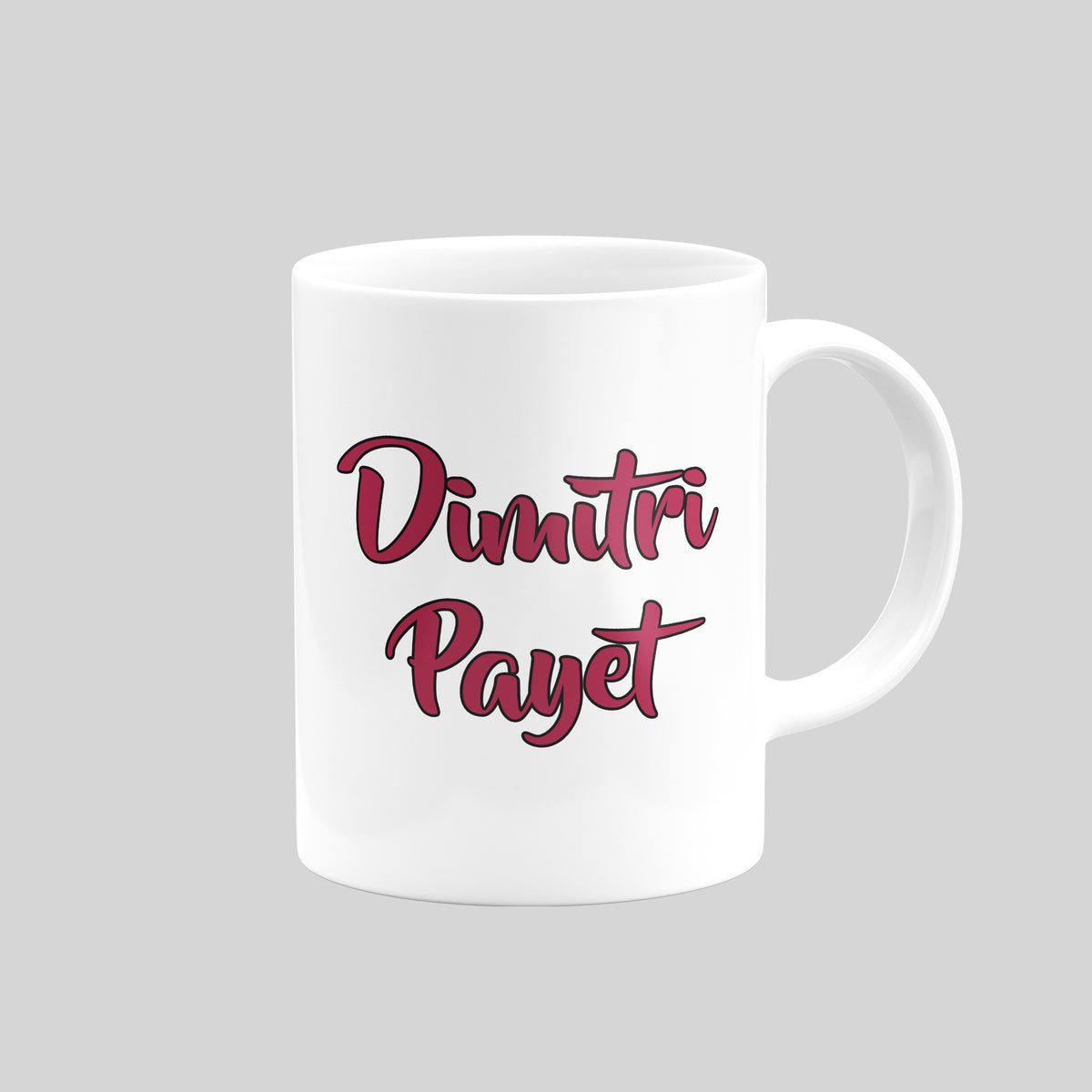 Dimitri Payet name design on the reverse of a West Ham United mug