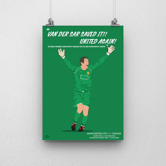 Edwin van der Sar Manchester United Print – Champions League Final Penalty Save
