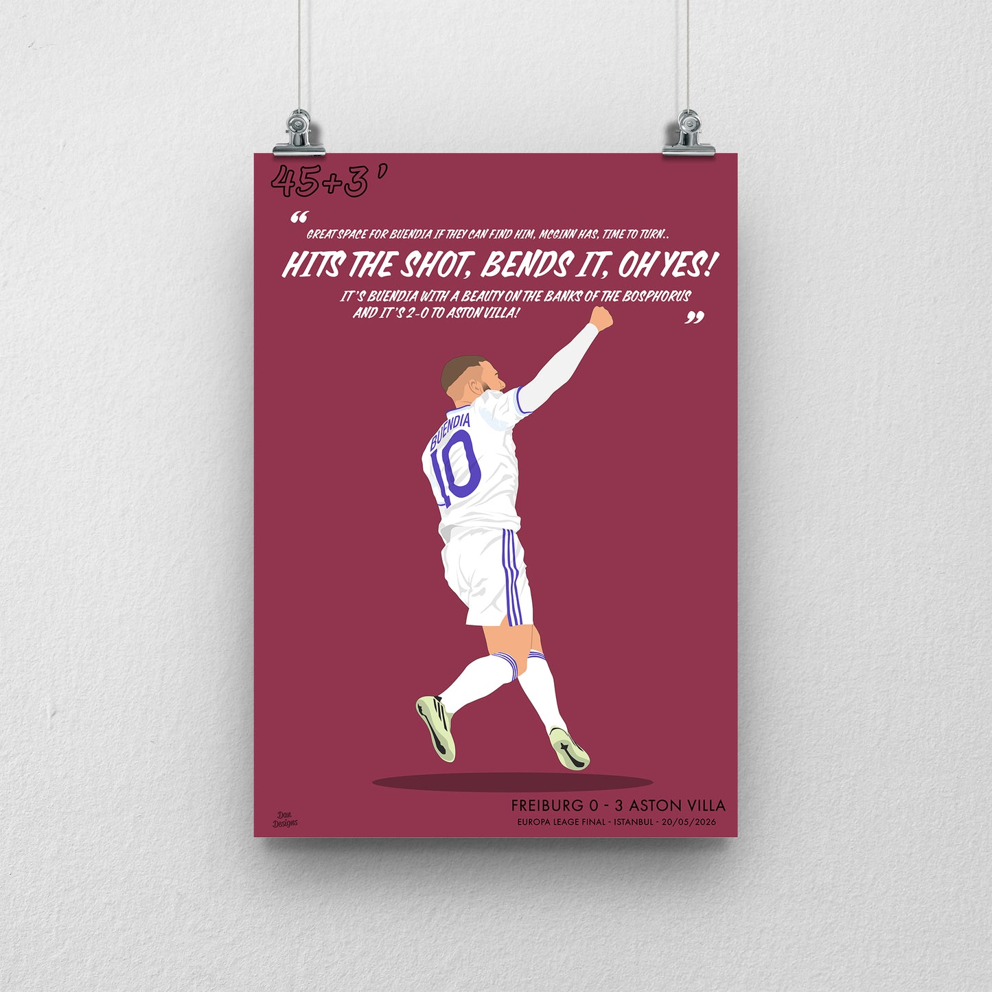 Emi Buendía Print – Aston Villa Europa League Final Goal Artwork