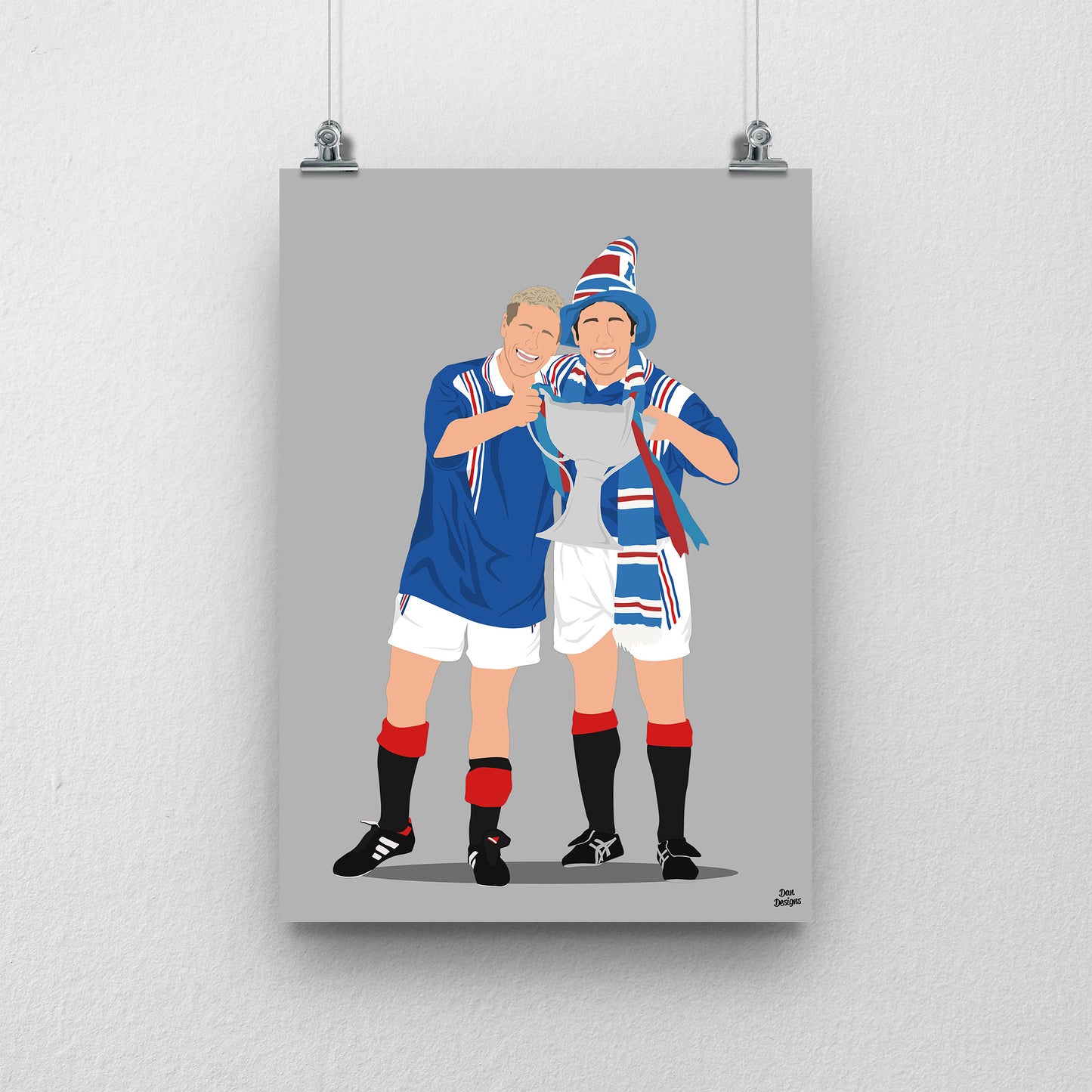 Ally McCoist & Paul Gascoigne Print – Rangers Trophy Celebration Artwork