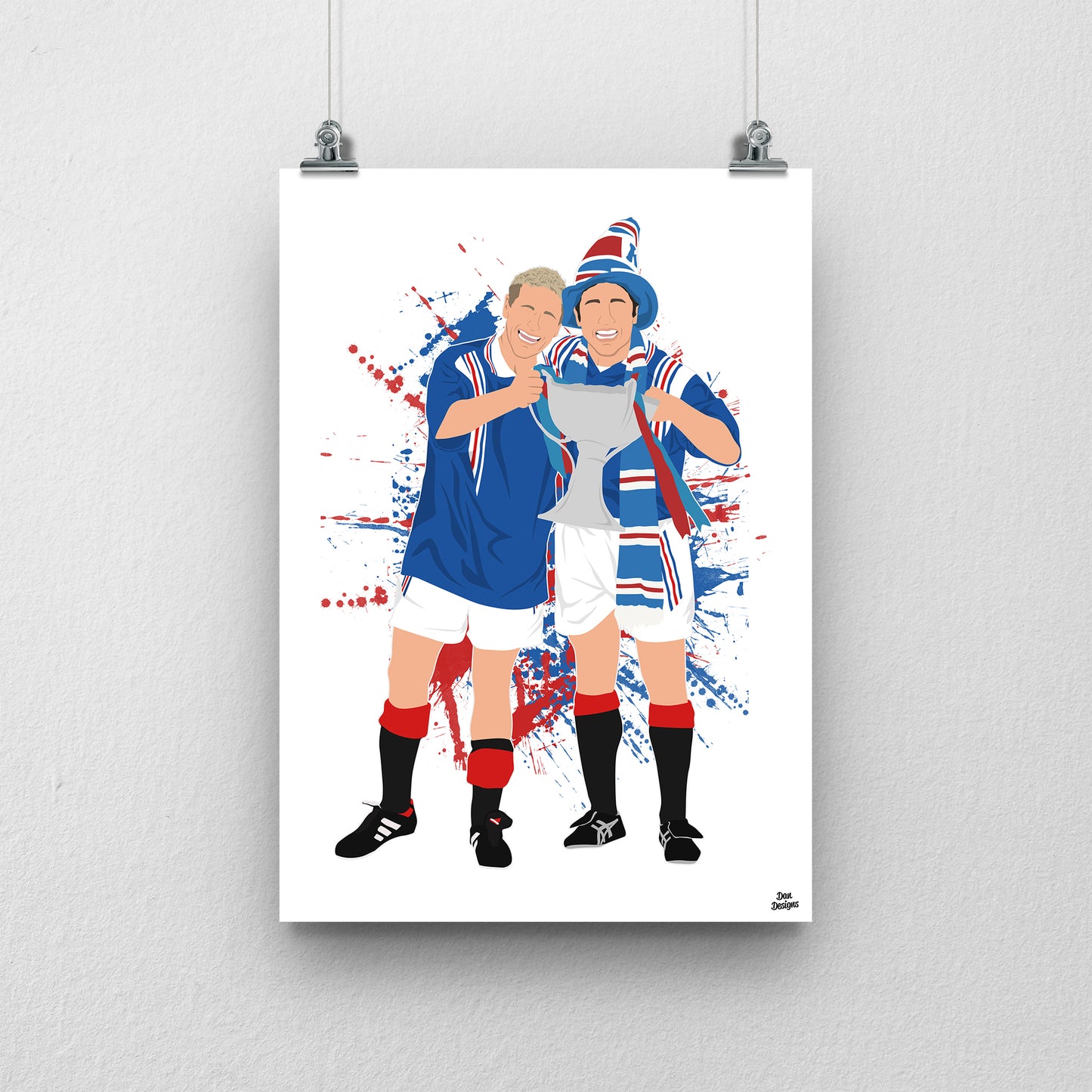 Ally McCoist & Paul Gascoigne Print – Rangers Trophy Celebration Artwork