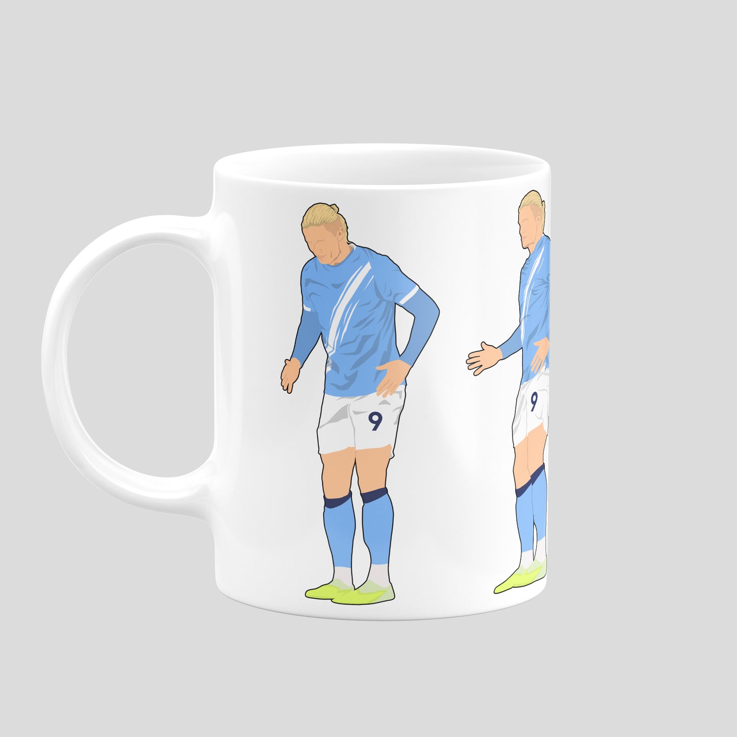 Erling Haaland Robot Celebration Mug – Football Artwork