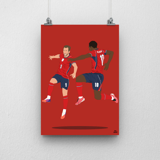 Harry Kane & Jude Bellingham Print – England World Cup Goal