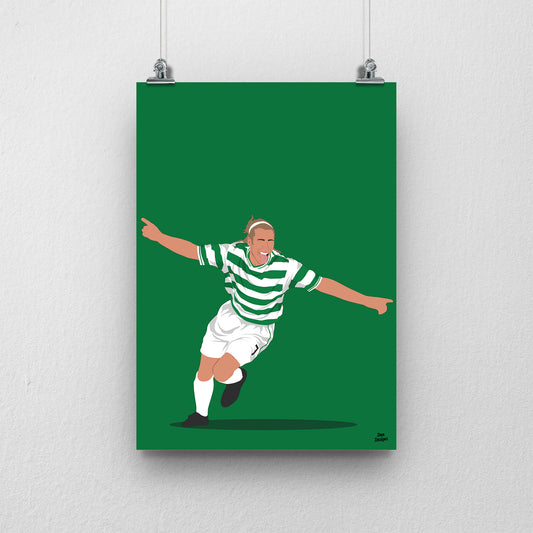 Henrik Larsson Print – Celtic Iconic Goal vs Rangers Artwork