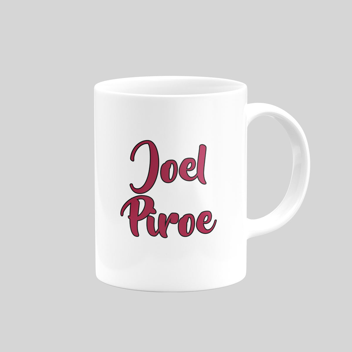 Joel Piroe name design on the reverse of a West Ham United mug