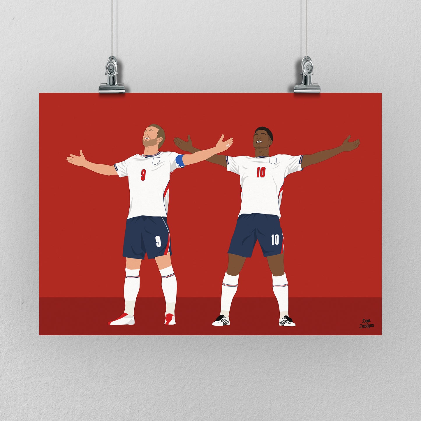 Harry Kane & Jude Bellingham Print – England World Cup 2026 Goal Celebration Artwork