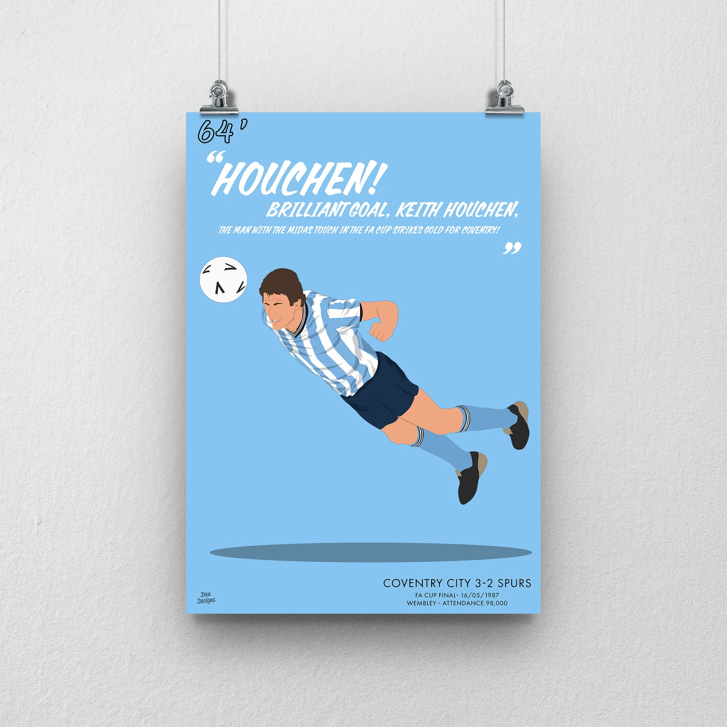Keith Houchen Print – Coventry City FA Cup Final Diving Header Artwork