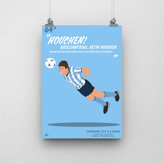 Keith Houchen Print – Coventry City FA Cup Final Diving Header Artwork