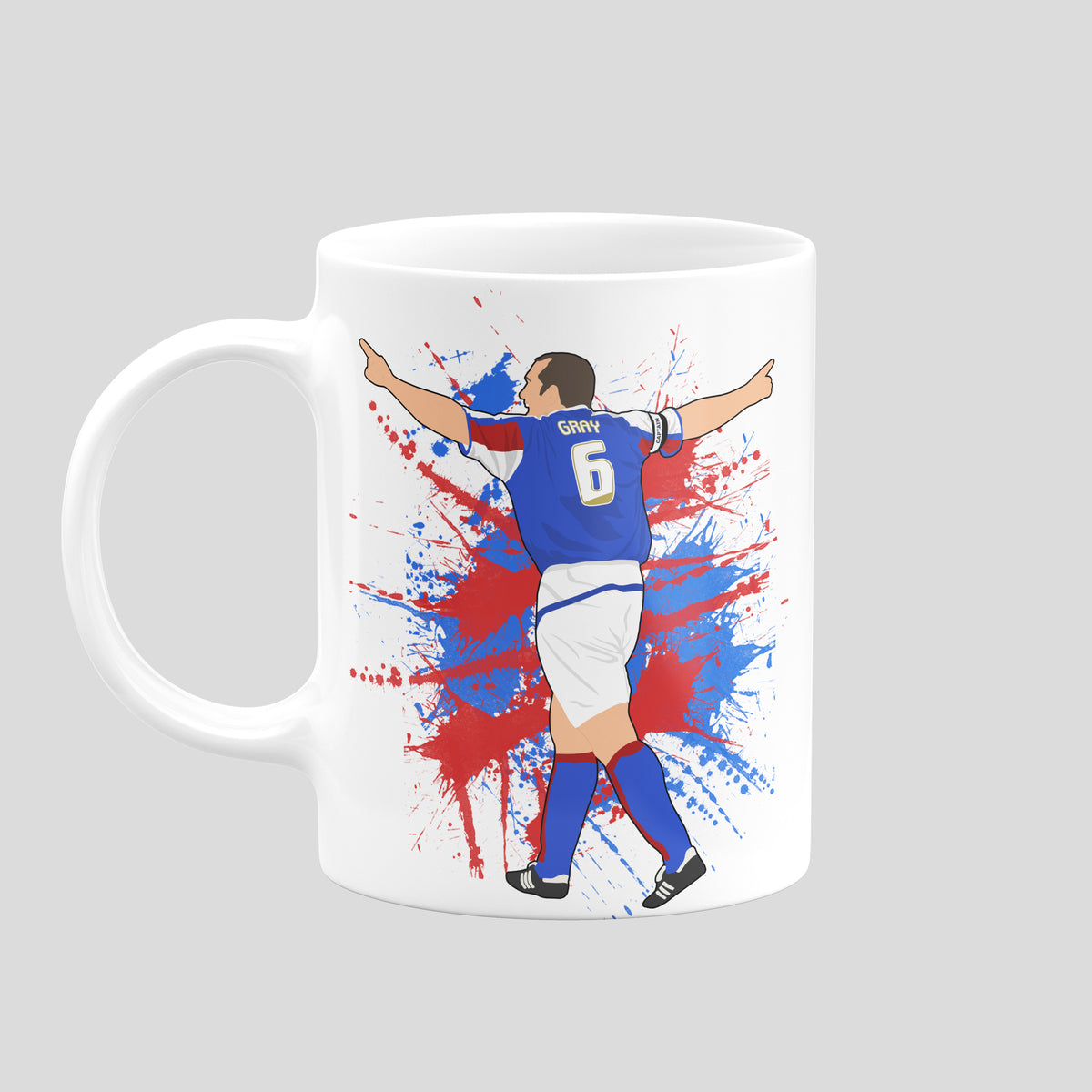 Kevin Gray Carlisle United football artwork on a white ceramic mug