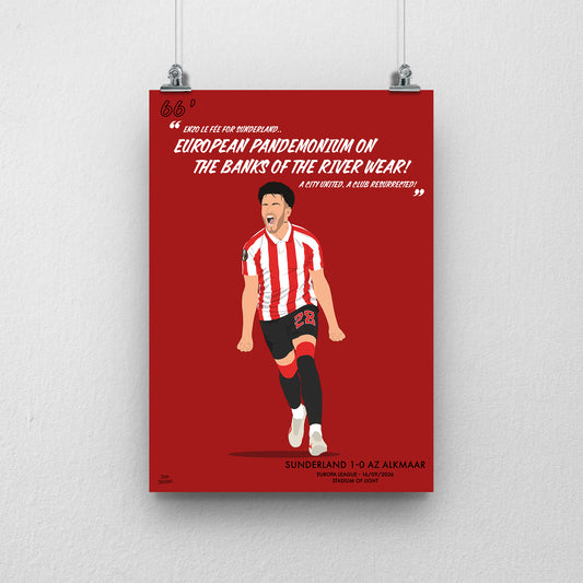 Enzo Le Fée Sunderland Print – Europa League Goal v AZ Alkmaar