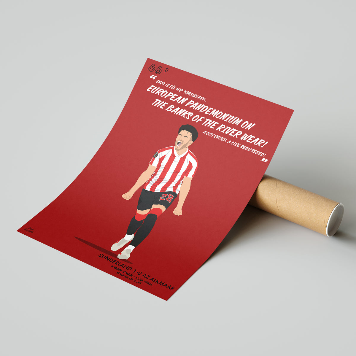 Enzo Le Fée Sunderland Print – Europa League Goal v AZ Alkmaar