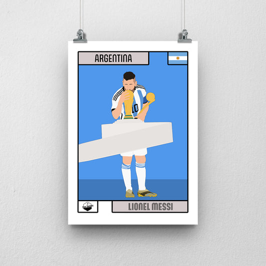Lionel Messi Argentina Print – World Cup Trophy Artwork