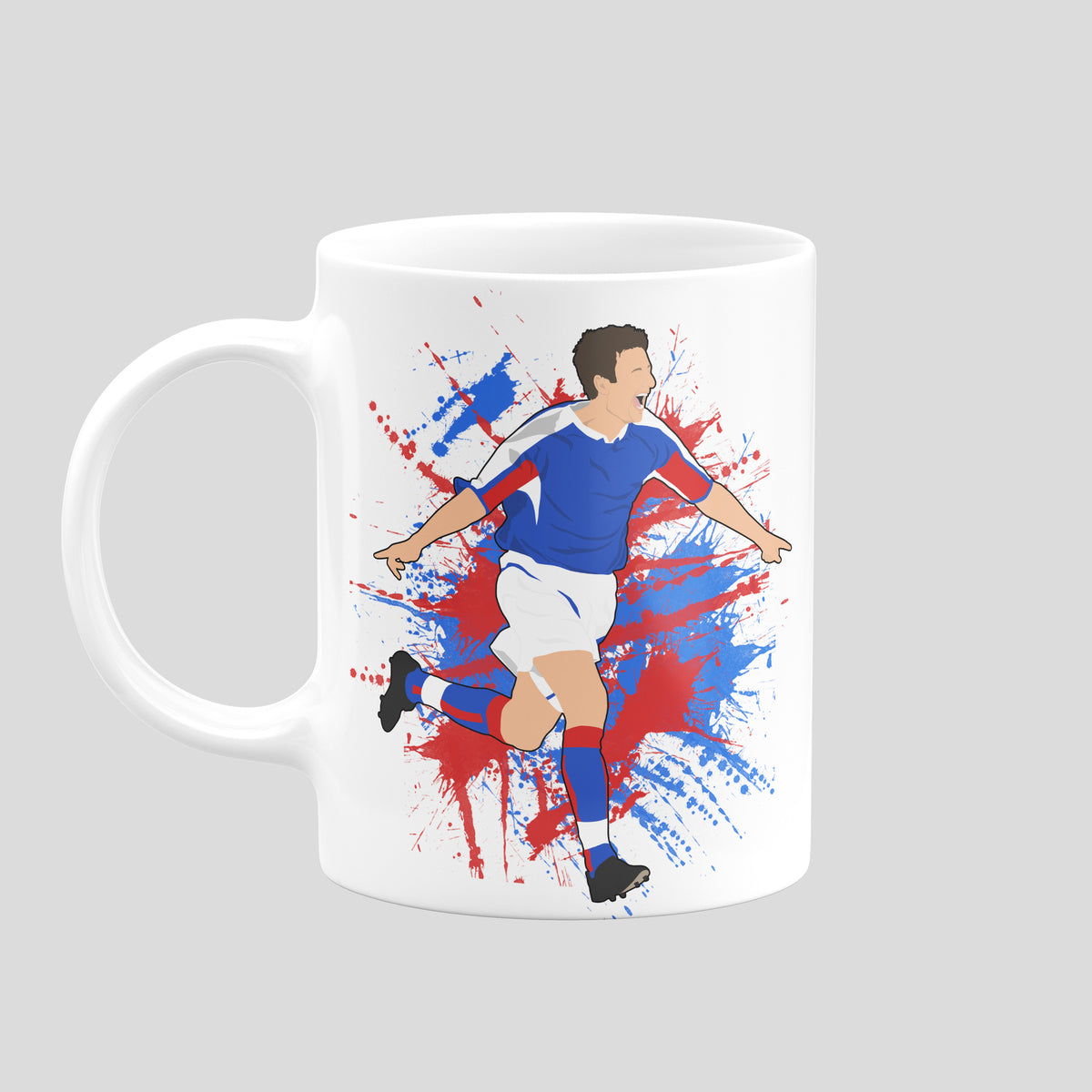 Michael Bridges Carlisle United football artwork on a white ceramic mug