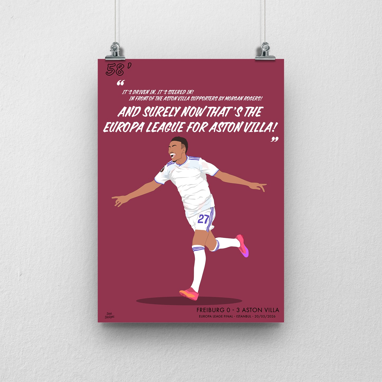 Morgan Rogers Print – Aston Villa Europa League Final Goal Artwork