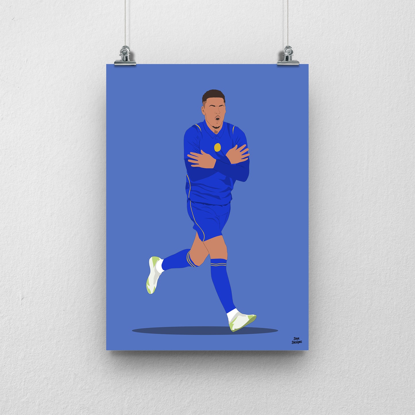 Morgan Rogers Chelsea football print featuring my original digitally illustrated artwork