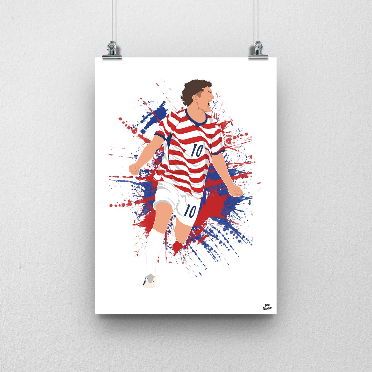 Christian Pulisic Print – USA World Cup 2026 Goal Celebration Artwork