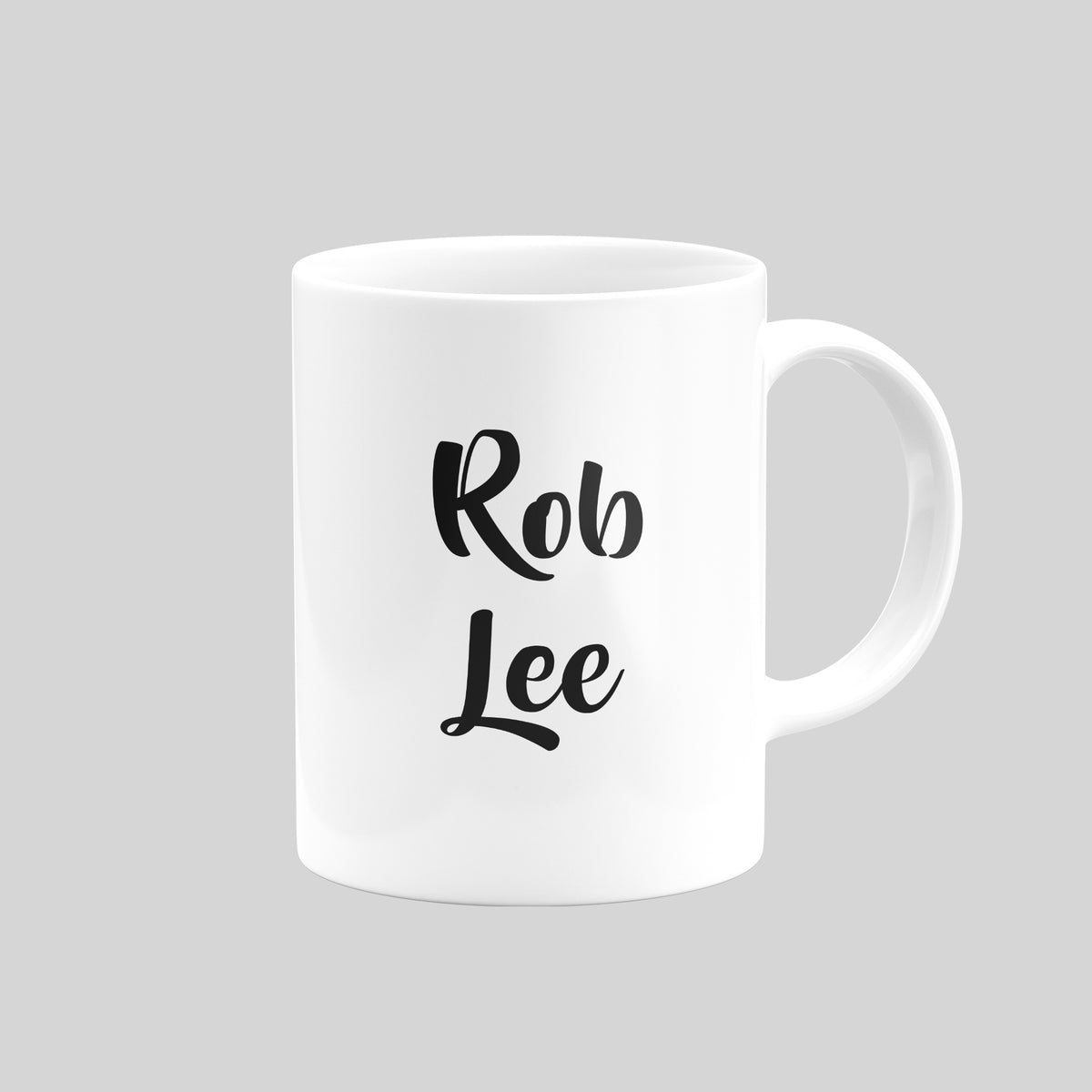 Rob Lee name design on the reverse of a Newcastle United mug