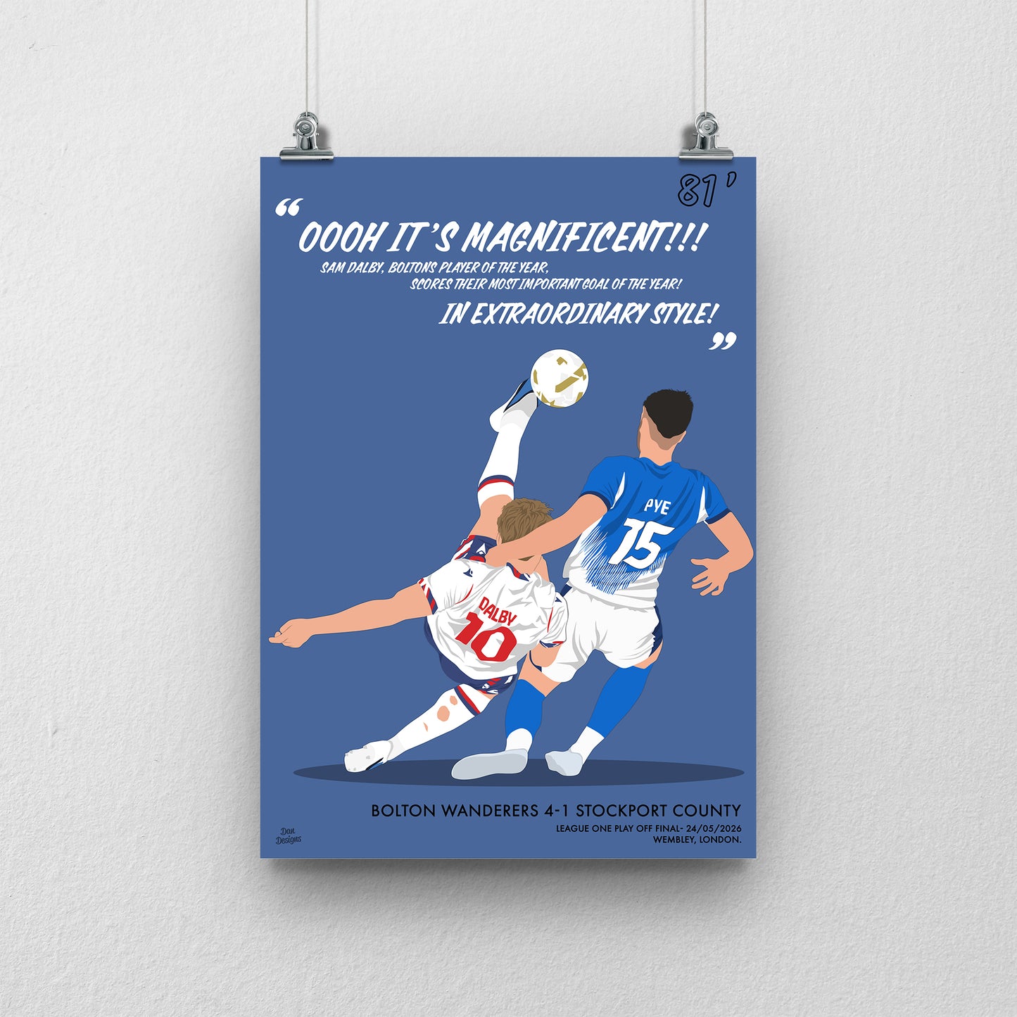 Sam Dalby Print – Bolton Wanderers Promotion Goal Artwork