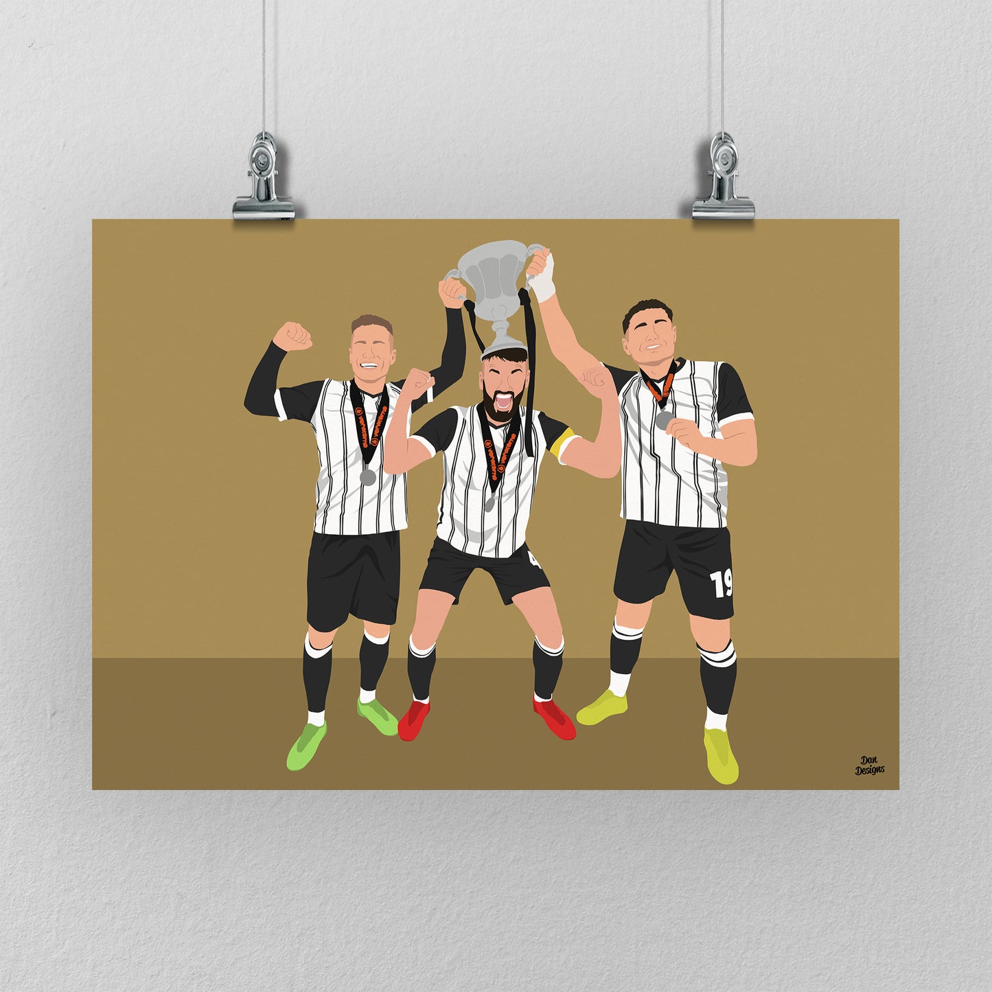 Langstaff, Cameron and Scott Notts County Trophy Print – Football Artwork