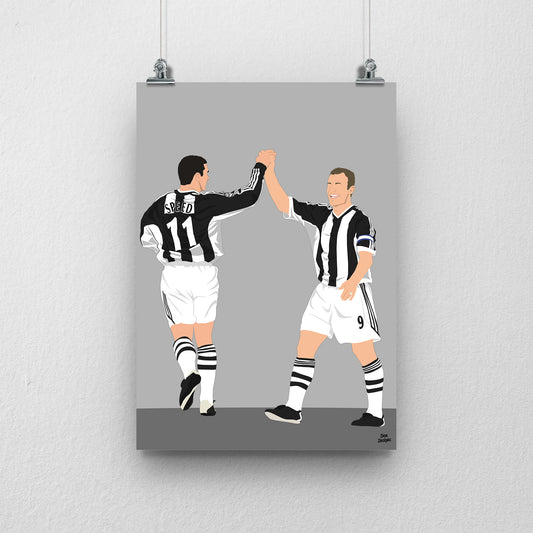 Alan Shearer & Gary Speed Print – Newcastle United Football Artwork