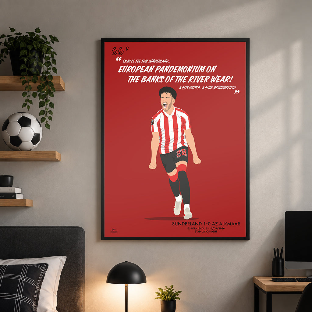 Enzo Le Fée Sunderland Print – Europa League Goal v AZ Alkmaar