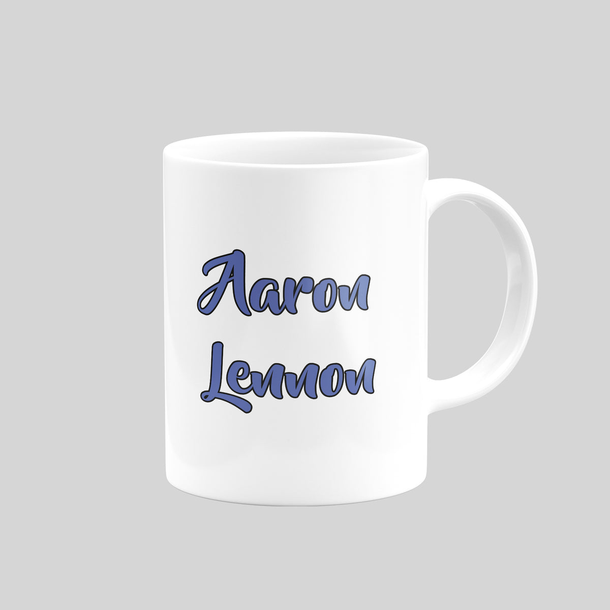 Reverse of Aaron Lennon Tottenham mug showing his name in blue lettering