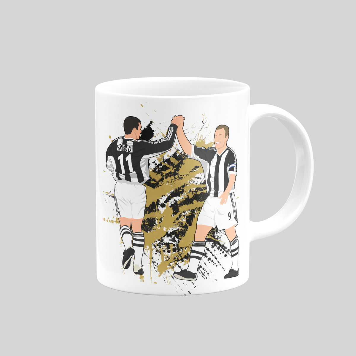 Reverse of Alan Shearer & Gary Speed Newcastle United mug showing the player artwork